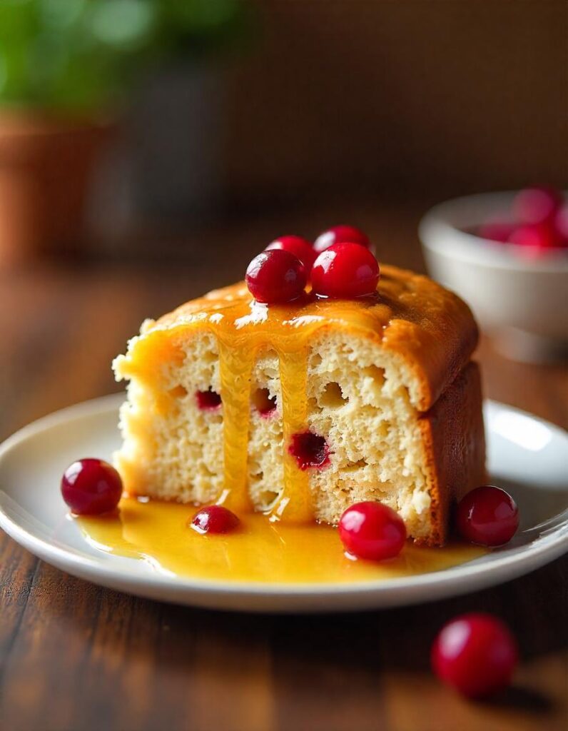 cranberry cake with butter sauce