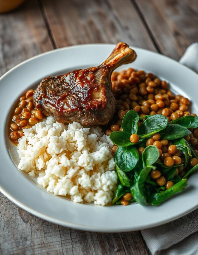 lamb lentils rice spinach