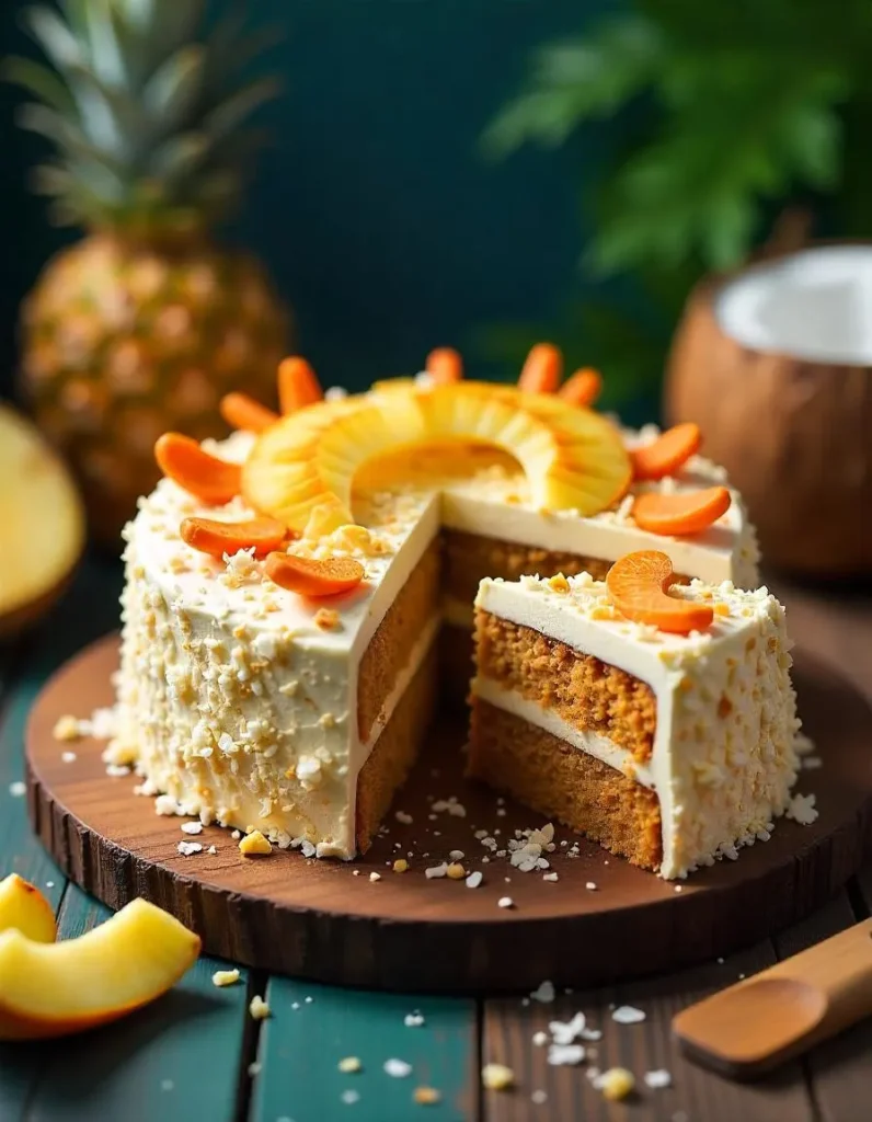 carrot cake with pineapple and coconut