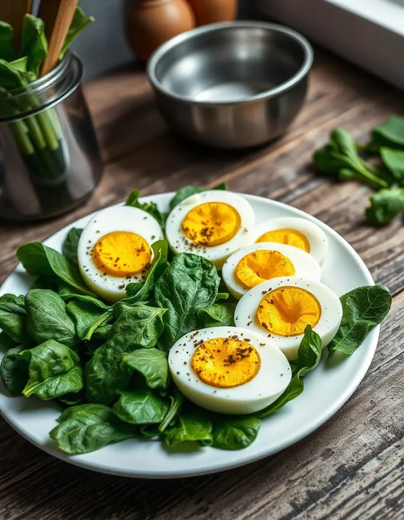 spinach with boiled eggs recipe